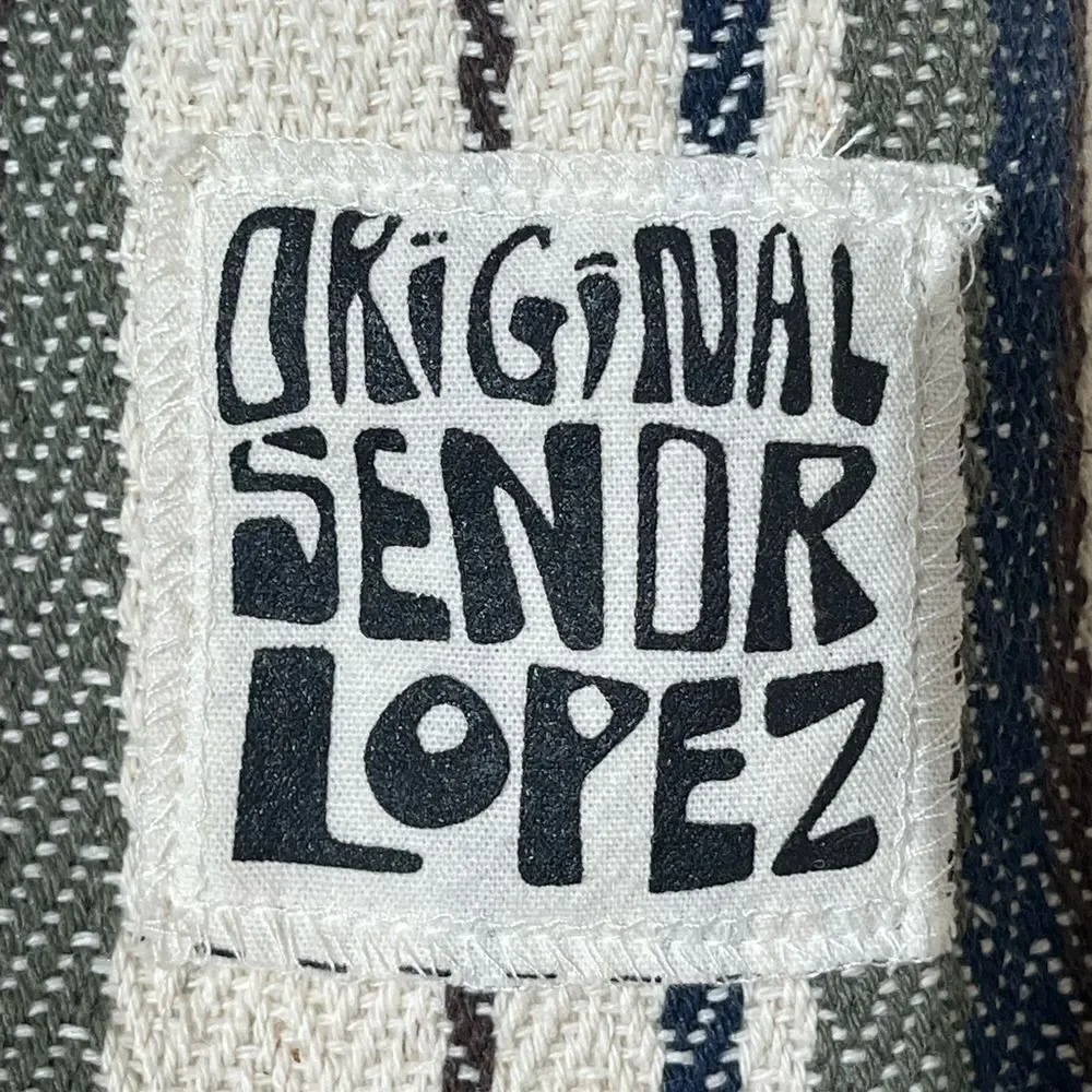 Original Senor Lopez Backpack with Black, White, and Gray Stripes